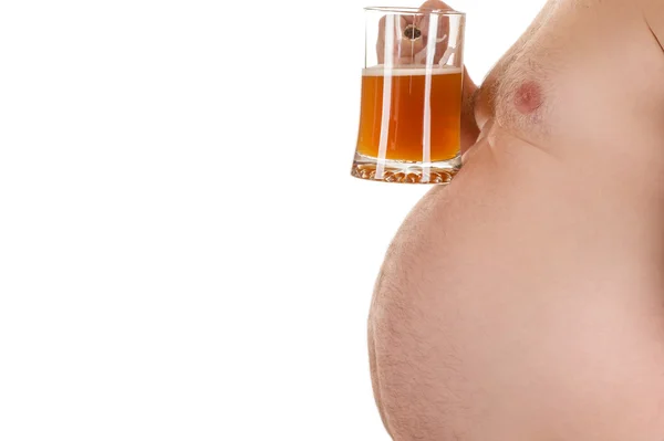 Grande barriga homem com cerveja — Fotografia de Stock