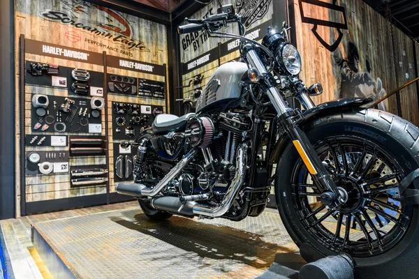 Harley Davidson standı. Stok Resim