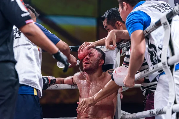 Richard Fanous of Australia in the corner at round 2 in Thai Fight 