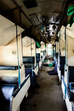 antika bir tren kirli iç.