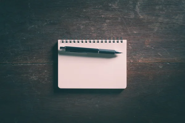 Notepad On Wood Table — Stock Photo, Image