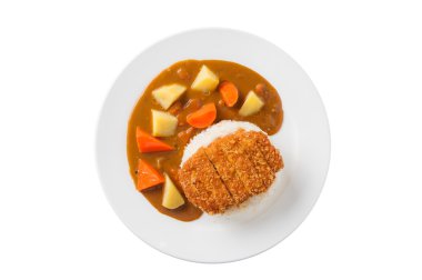 Japanese curry with deep fried pork clipart