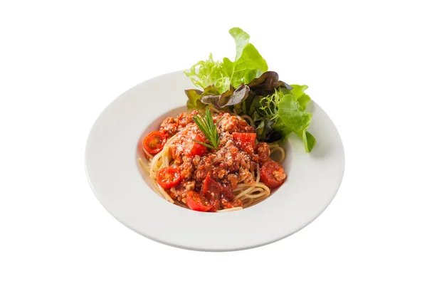 Pasta salsa roja con cerdo picado — Foto de Stock