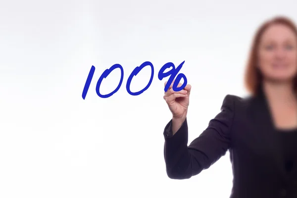 Mulher no terno de negócios que escreve - 100% — Fotografia de Stock