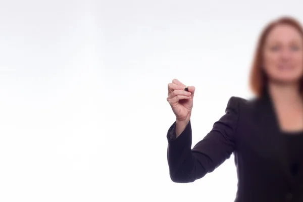 Mujer en traje de negocios escribiendo — Foto de Stock