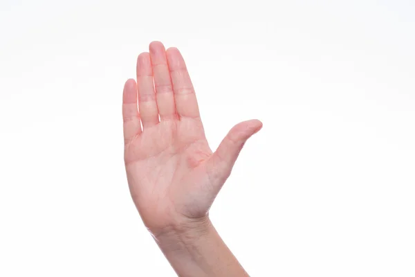 Weibliche Hand macht eine Stopp-Geste. — Stockfoto