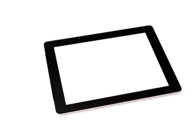 Beyaz bir arka plan üzerinde beyaz bir ekran ile boş Tablet Pc
