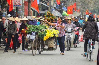 Vietnam florist vendor in a small market at February 02, 2013 in Hanoi, Vietnam.