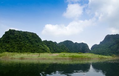 Blue sky and lake beauty in Van Long, Ninh Binh, Vietnam.