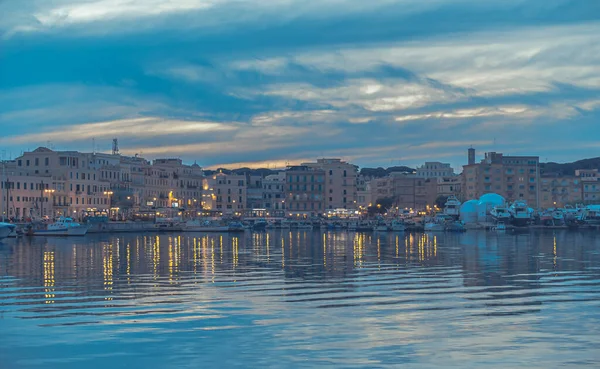 Port of Anzio at sunset and evening lights — Stock Photo, Image