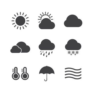 weather.vector es 10 siyah beyaz simge seti