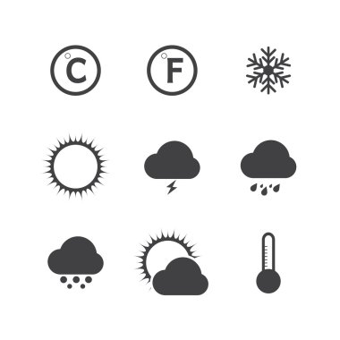 weather.vector es 10 siyah beyaz simge seti