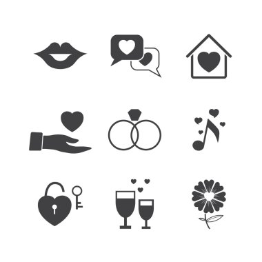 Sevgililer günü aşk Icons set.