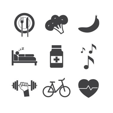 Beyaz arkaplanda sağlık simgeleri