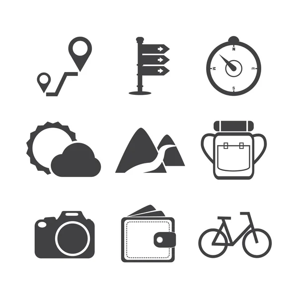 Travel icons set on white background — Stock Vector