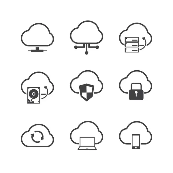 Cloud Computer icons set. — Stock Vector