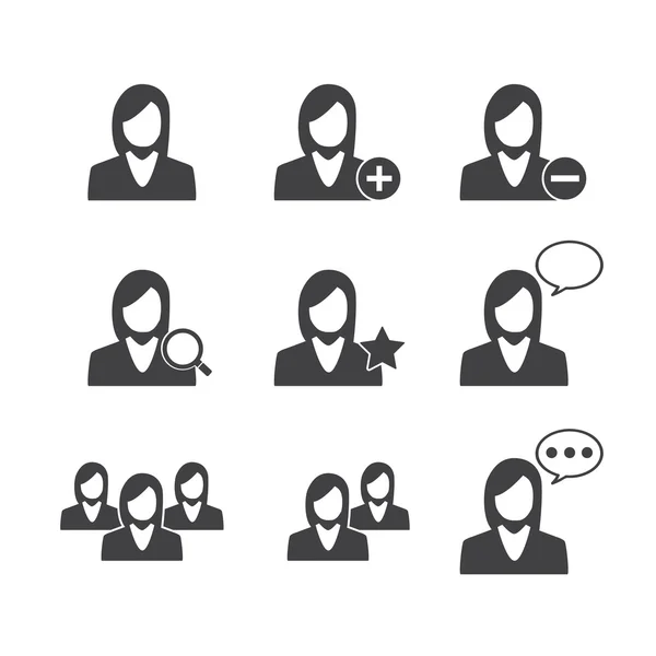 Zakelijke vrouwen en Management icons set — Stockvector