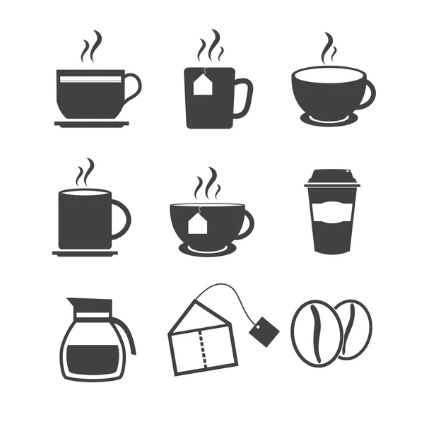 Koffie en thee pictogrammen — Stockvector