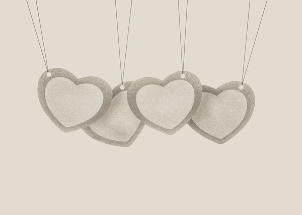 Recycler le papier Valentine étiquettes suspendues . — Photo