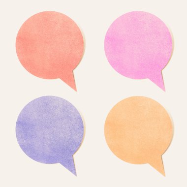 Kağıt doku, kabarcık konuş etiketi beyaz zemin üzerine