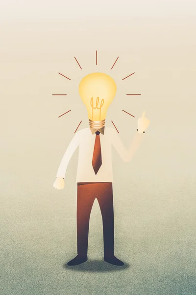 Business man with head  idea lightbulb — Stock Photo, Image