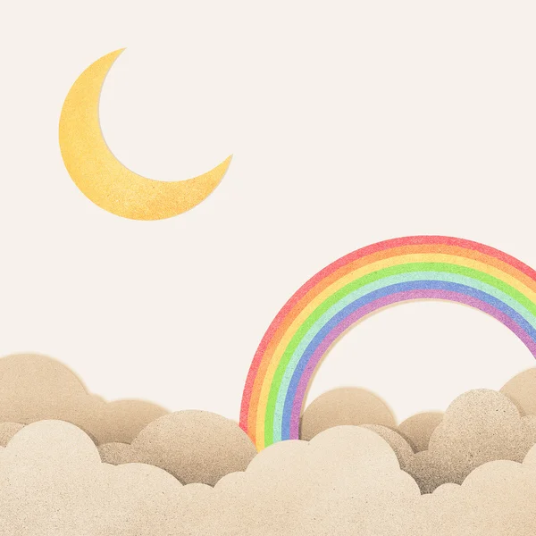 Grunge 纸纹理月亮和彩虹 — 图库照片