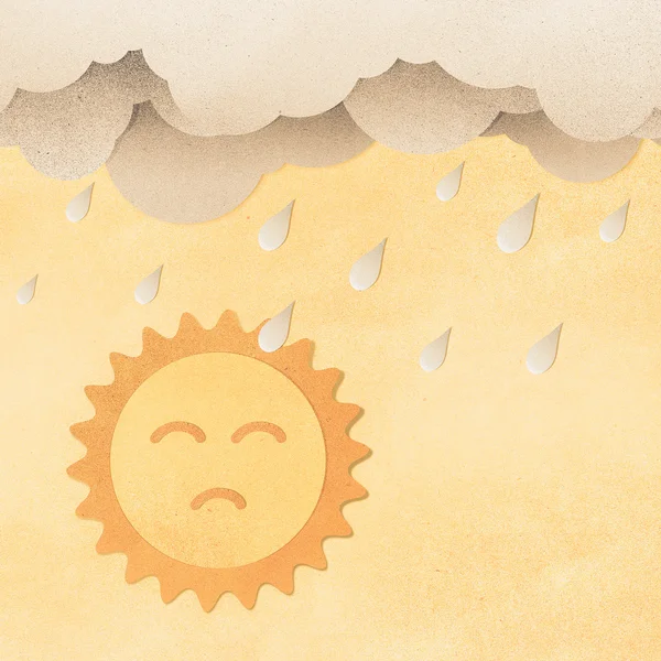 Grunge paper textur moln och regn med dålig solen — Stockfoto