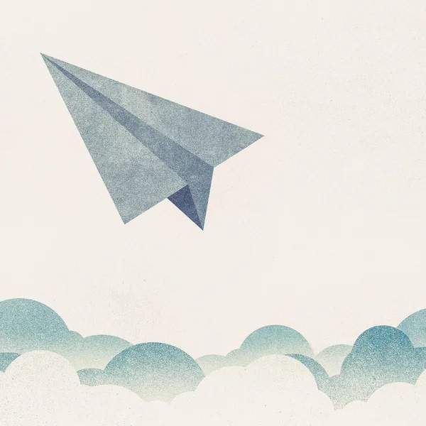 Paper Texture,Paper airplanes flying against sky and clouds — Stock Photo, Image