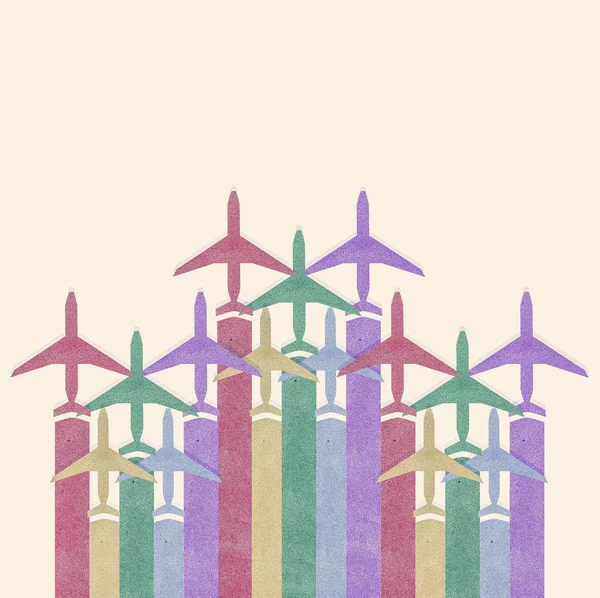 Textura de papel, fondo de aviones coloridos —  Fotos de Stock