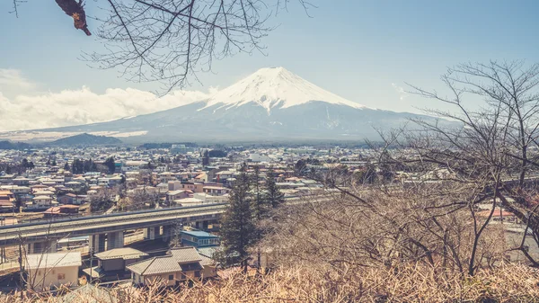 Monte Fuji vista do pagode vermelho no japão — Fotografia de Stock