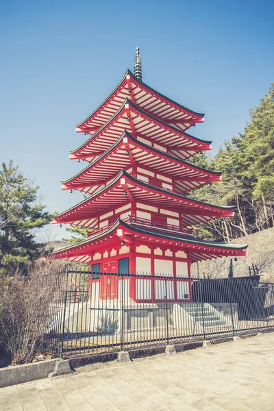 Chureito red pagoda in winter. — Stock Photo, Image