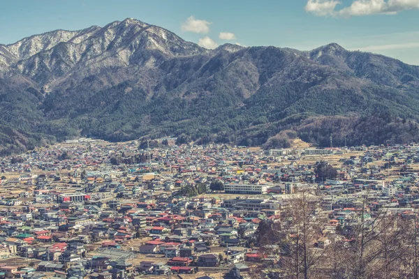 藤川镇视图从日本红塔 — 图库照片