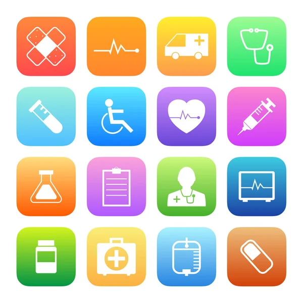 Icônes médicales colorées — Image vectorielle