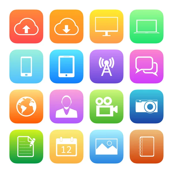 Icônes colorées de téléphone mobile — Image vectorielle