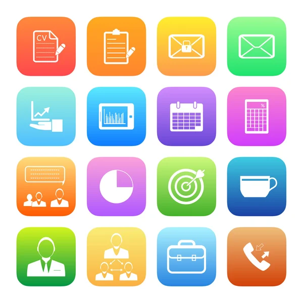 Iconos coloridos de negocios y oficina — Archivo Imágenes Vectoriales