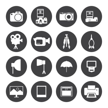 Fotoğraf Makinası ve Aksesuar simgeler.