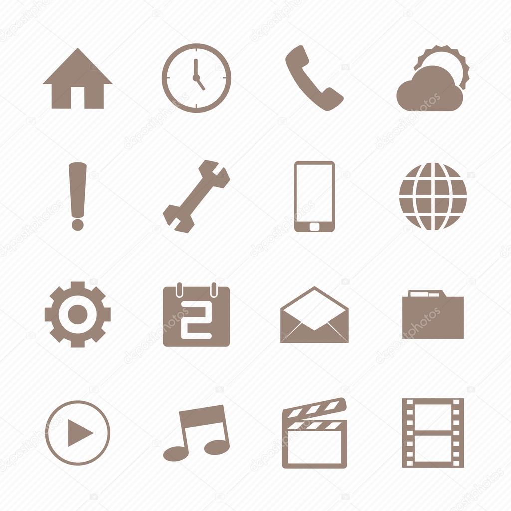 Mobile icons set , Brown color