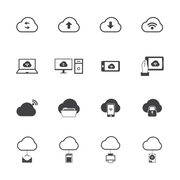 Conjunto de ícones de computação em nuvem . — Vetor de Stock