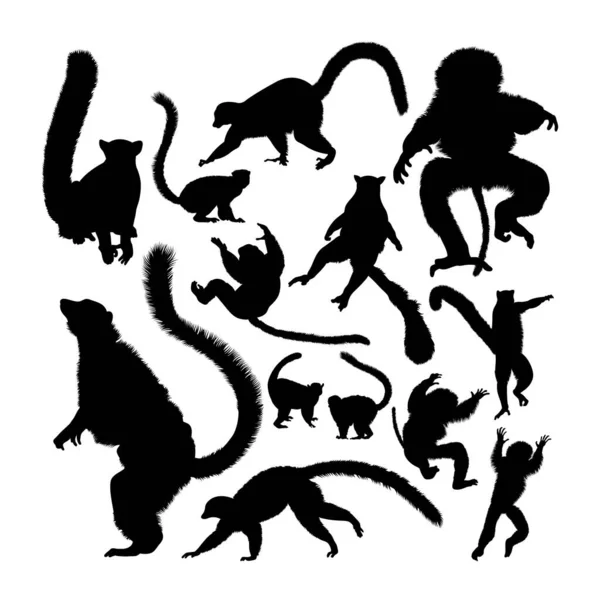 Lemur Tierische Silhouetten Gute Verwendung Für Symbol Logo Symbol Maskottchen — Stockvektor