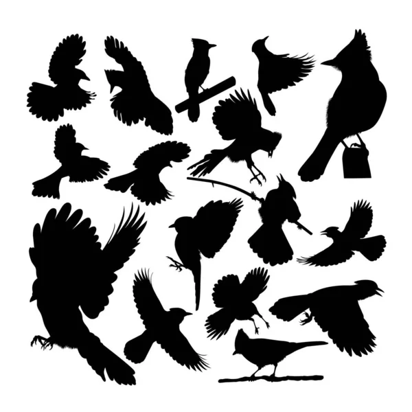Силуэты Синих Птиц Соек Хорошее Использование Символа Логотипа Веб Значка — стоковый вектор