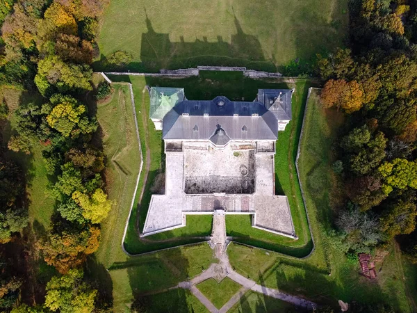 Pidhirtsi castle view from drone. Old fortress castle aerial view - Lviv region - Ukraine