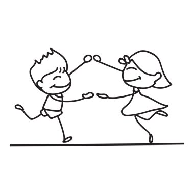 hand drawings cartoon happy kids