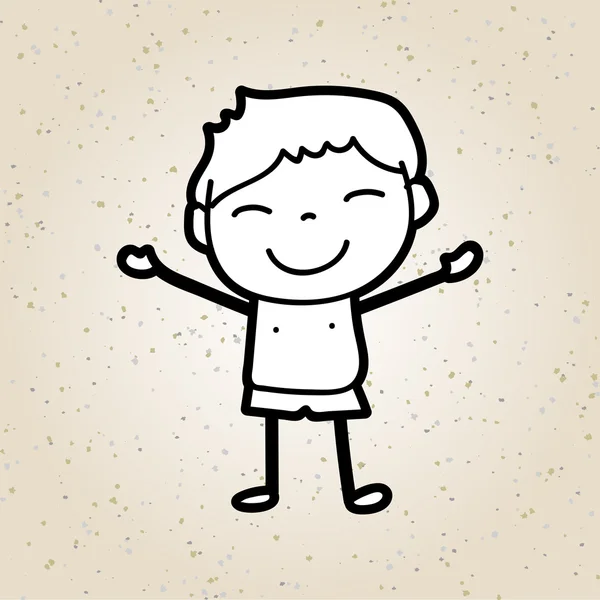 Hand tekening cartoon gelukkige jongen — Stockvector