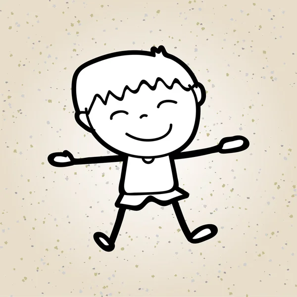 Dibujo a mano dibujos animados niño feliz — Vector de stock