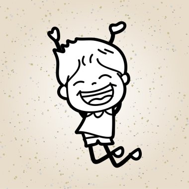 El çizim karikatür mutlu çocuk atlama