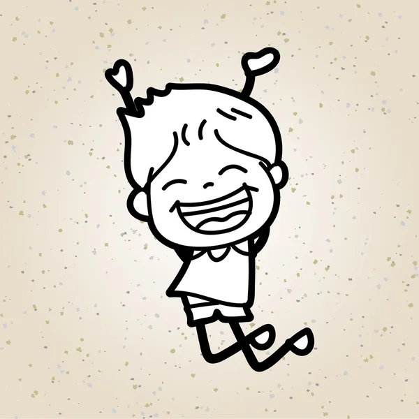 Dibujo a mano dibujos animados niño feliz saltando — Vector de stock