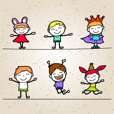 El çizimi mutlu çocuklar.