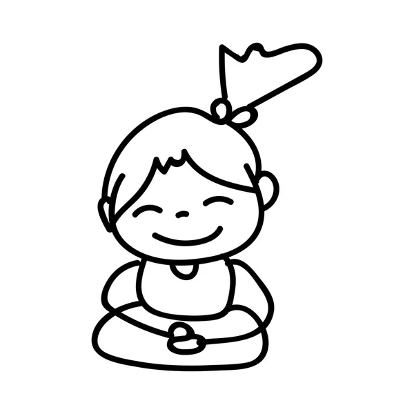 Desenho de mão desenho animado mediação menina feliz — Vetor de Stock