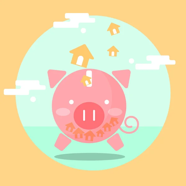 Conceito de poupança bancária porquinho para empréstimo hipotecário —  Vetores de Stock