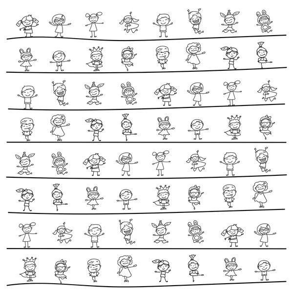 Ruční kreslení kreslený šťastný děti — Stockový vektor